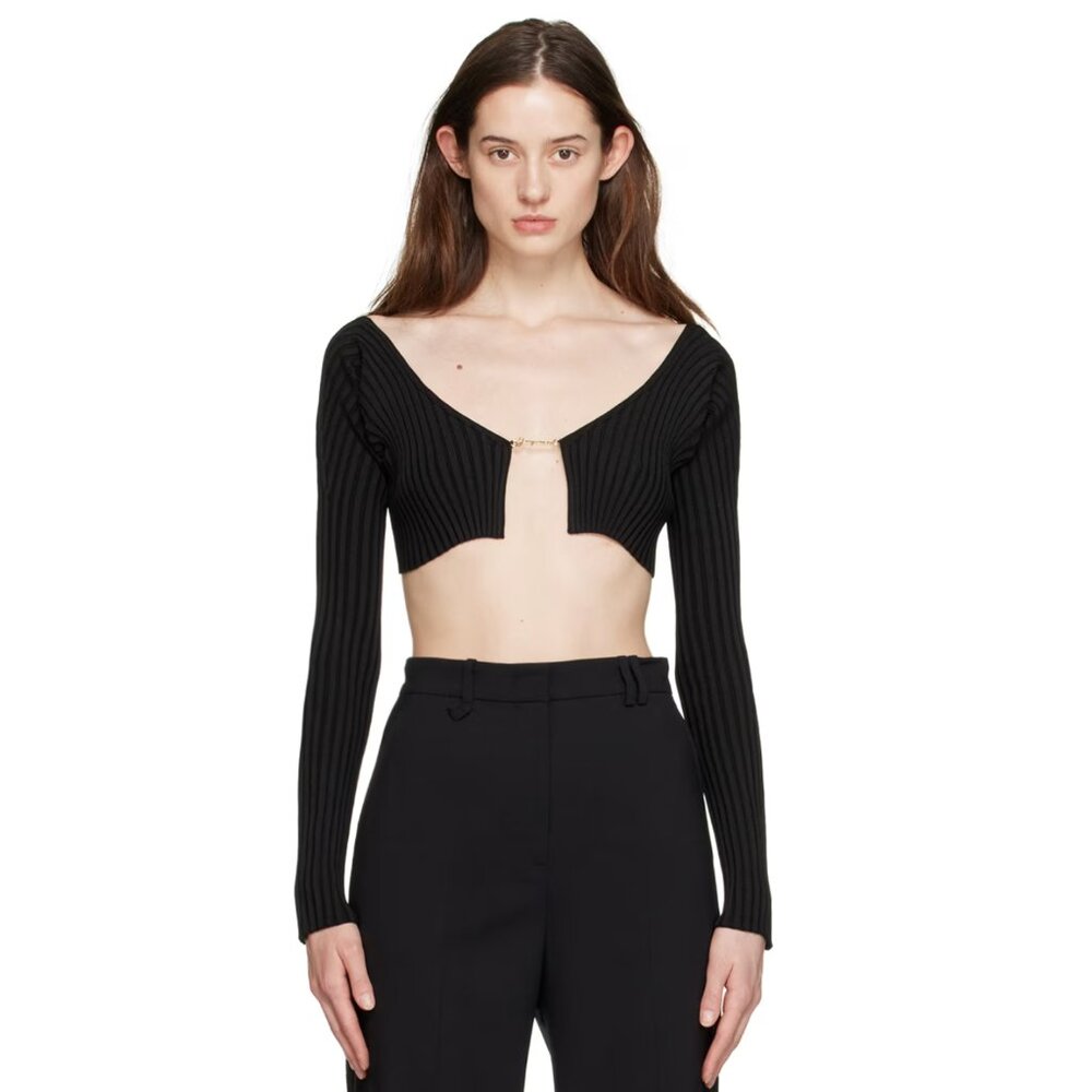 NWT- JACQUEMUS Black Le Papier 'La Maille Pralu' Cardigan